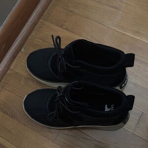 Sorel Black and Cream Slip-On Duck Boot Sneaker